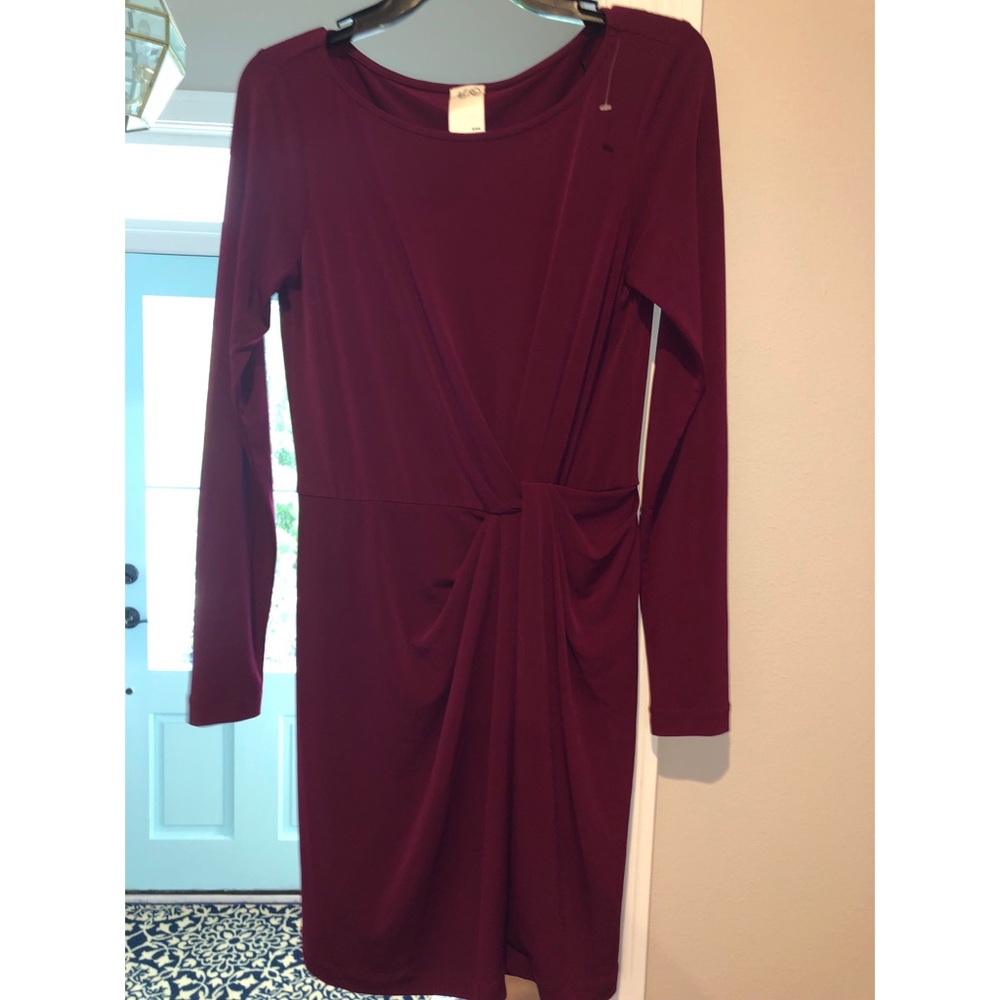 Ali Ro maroon long sleeve twist waist dress sz 6